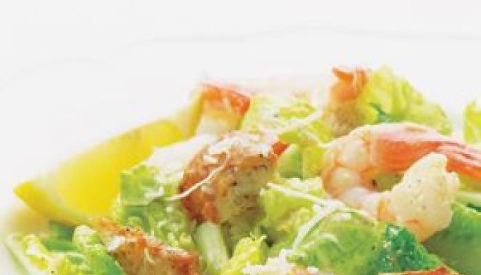 Classic Caesar salad with shrimp